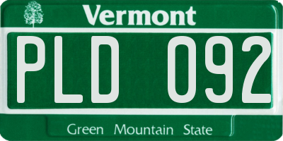 VT license plate PLD092
