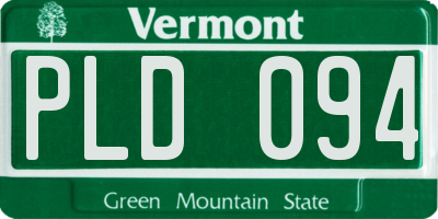 VT license plate PLD094