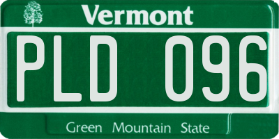 VT license plate PLD096