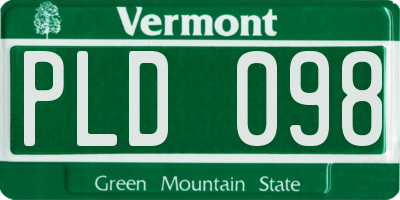 VT license plate PLD098