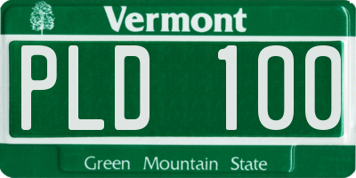 VT license plate PLD100