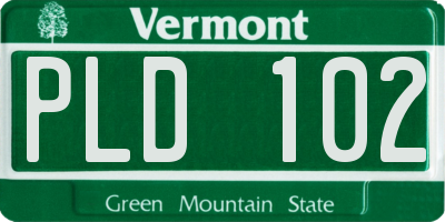 VT license plate PLD102