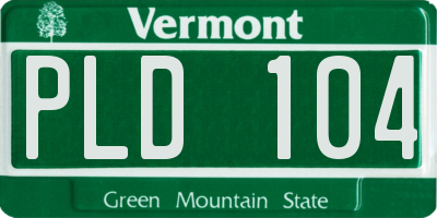 VT license plate PLD104