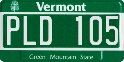 VT license plate PLD105