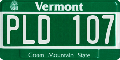 VT license plate PLD107