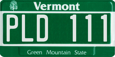 VT license plate PLD111