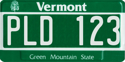 VT license plate PLD123