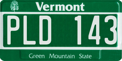VT license plate PLD143