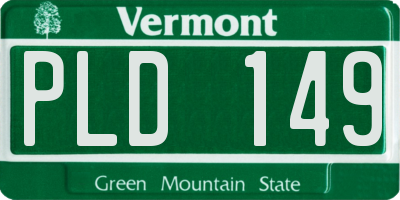 VT license plate PLD149