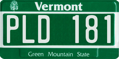 VT license plate PLD181
