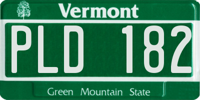 VT license plate PLD182
