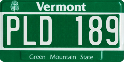 VT license plate PLD189