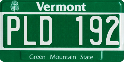 VT license plate PLD192