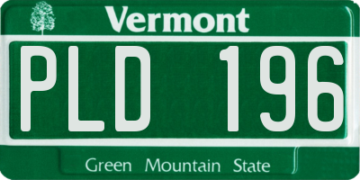VT license plate PLD196