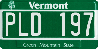 VT license plate PLD197
