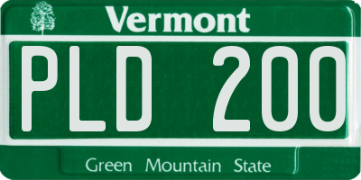 VT license plate PLD200