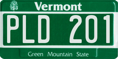 VT license plate PLD201