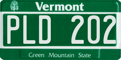 VT license plate PLD202