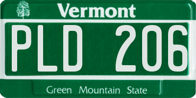 VT license plate PLD206