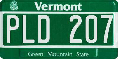 VT license plate PLD207