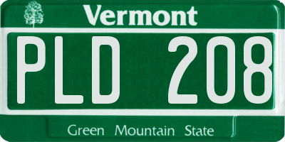 VT license plate PLD208