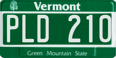 VT license plate PLD210