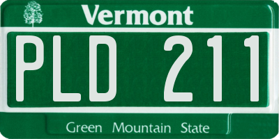 VT license plate PLD211