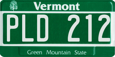 VT license plate PLD212