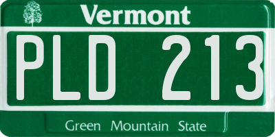 VT license plate PLD213