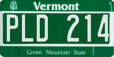 VT license plate PLD214