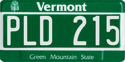 VT license plate PLD215