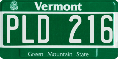 VT license plate PLD216
