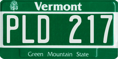 VT license plate PLD217