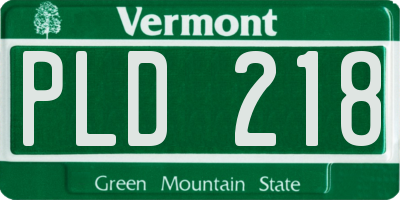 VT license plate PLD218
