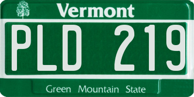 VT license plate PLD219