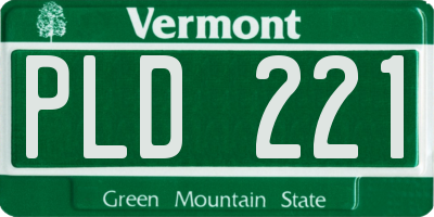 VT license plate PLD221
