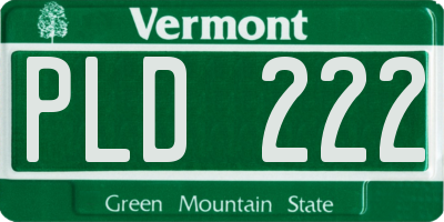 VT license plate PLD222