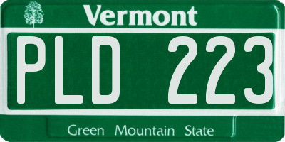 VT license plate PLD223