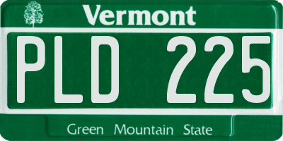 VT license plate PLD225