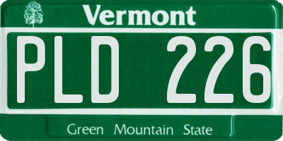 VT license plate PLD226