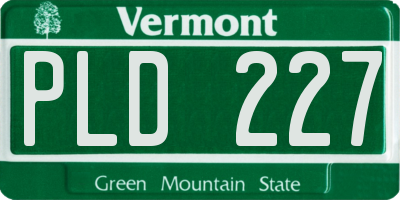 VT license plate PLD227
