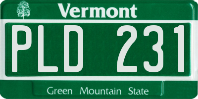 VT license plate PLD231