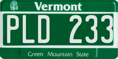 VT license plate PLD233