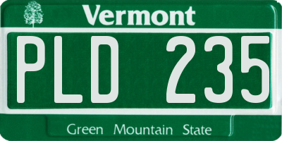 VT license plate PLD235