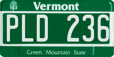 VT license plate PLD236