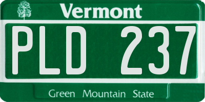 VT license plate PLD237