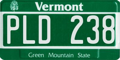 VT license plate PLD238