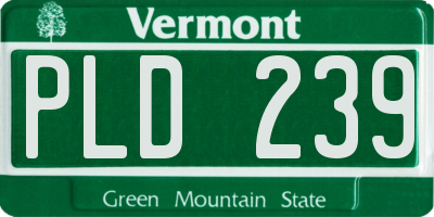 VT license plate PLD239