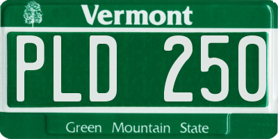 VT license plate PLD250