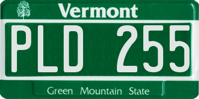 VT license plate PLD255